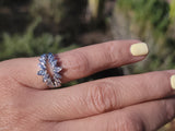 14k white gold 7 diamond estate curved band - guard