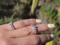 14k white gold 7 diamond estate curved band - guard