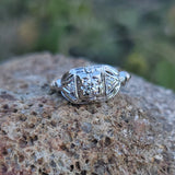 14k gold two tone 3 diamond estate Deco c.1930's ring * Includes resizing to 8