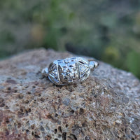 14k gold two tone 3 diamond estate Deco c.1930's ring * Includes resizing to 8