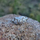14k gold two tone 3 diamond estate Deco c.1930's ring * Includes resizing to 8
