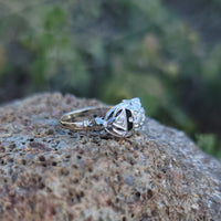 14k gold two tone 3 diamond estate Deco c.1930's ring * Includes resizing to 8