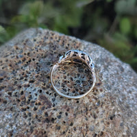 14k gold two tone 3 diamond estate Deco c.1930's ring * Includes resizing to 8