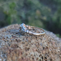 14k gold two tone 3 diamond estate Deco c.1930's ring * Includes resizing to 8
