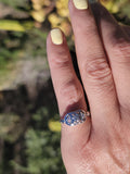 14k gold two tone 3 diamond estate Deco c.1930's ring * Includes resizing to 8