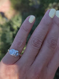 14k gold two tone 3 diamond estate Deco c.1930's ring * Includes resizing to 8