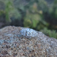 14k white gold ART DECO c.1920's diamond vintage estate antique ring
