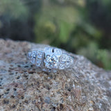 14k white gold ART DECO c.1920's diamond vintage estate antique ring