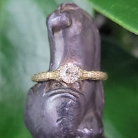 14k gold two tone old mine cut diamond solitaire antique estate ring - apx .32ct