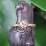 14k gold two tone old mine cut diamond solitaire antique estate ring - apx .32ct