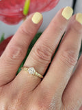 14k gold two tone old mine cut diamond solitaire antique estate ring - apx .32ct