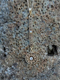14k gold Victorian diamond & pearl necklace pendant lavaliere