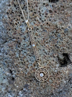 14k gold Victorian diamond & pearl necklace pendant lavaliere