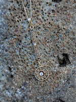 14k gold Victorian diamond & pearl necklace pendant lavaliere