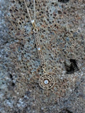 14k gold Victorian diamond & pearl necklace pendant lavaliere