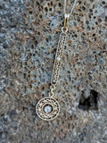 14k gold Victorian diamond & pearl necklace pendant lavaliere