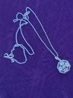 18k gold two tone Art Deco c.1920's sapphire & diamond necklace pendant