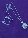 18k gold two tone Art Deco c.1920's sapphire & diamond necklace pendant