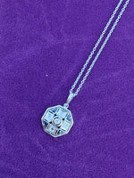 18k gold two tone Art Deco c.1920's sapphire & diamond necklace pendant