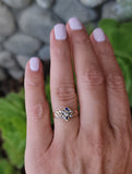 10ct gold Victorian mine cut diamond, pearl & blue sapphire ring