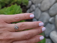 10ct gold Victorian mine cut diamond, pearl & blue sapphire ring