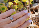 10ct gold Victorian mine cut diamond, pearl & blue sapphire ring