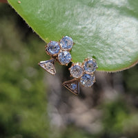 17k gold Edwardian estate old mine cut diamond lever back earrings - Club - Clover