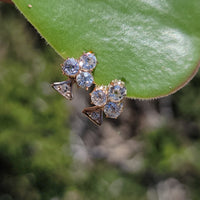 17k gold Edwardian estate old mine cut diamond lever back earrings - Club - Clover