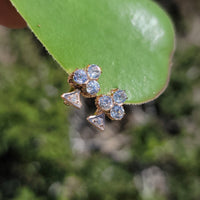 17k gold Edwardian estate old mine cut diamond lever back earrings - Club - Clover