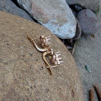 17k gold Edwardian estate old mine cut diamond lever back earrings - Club - Clover
