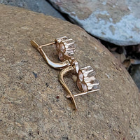 17k gold Edwardian estate old mine cut diamond lever back earrings - Club - Clover