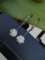 platinum & 14k two tone gold diamond c.1920's -1930's lever back earrings - apx .52ct tw