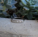 14k white gold 5 diamond Art Deco estate band- apx .25ct tw