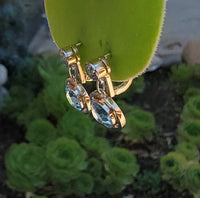 platinum & 14k gold antique aquamarine & old mine cut diamond earrings
