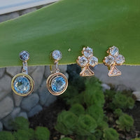 17k gold Edwardian estate old mine cut diamond lever back earrings - Club - Clover
