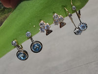 17k gold Edwardian estate old mine cut diamond lever back earrings - Club - Clover