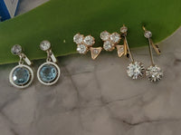 17k gold Edwardian estate old mine cut diamond lever back earrings - Club - Clover