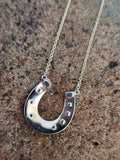 14k gold horseshoe pearl necklace pendant