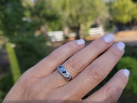 18k gold two tone Deco estate Sapphire & Diamond Ring Band