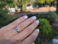 18k gold two tone Deco estate Sapphire & Diamond Ring Band