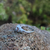 14k white gold ART DECO c.1920's diamond vintage estate antique ring- apx .16ct tw