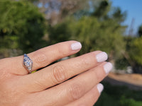 14k white gold ART DECO c.1920's diamond vintage estate antique ring- apx .16ct tw