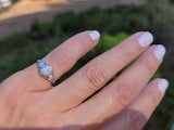 14k white gold ART DECO c.1920's diamond vintage estate antique ring- apx .16ct tw