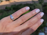 14k white gold ART DECO c.1920's diamond vintage estate antique ring- apx .16ct tw