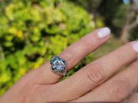 platinum Art Deco c.1920's emerald & European cut diamond estate vintage antique ring
