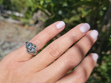platinum Art Deco c.1920's emerald & European cut diamond estate vintage antique ring