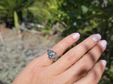 platinum Art Deco c.1920's emerald & European cut diamond estate vintage antique ring