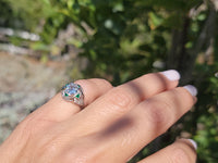 platinum Art Deco c.1920's emerald & European cut diamond estate vintage antique ring