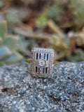 18k gold two tone Deco estate Sapphire & Diamond Ring