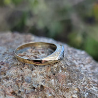 18k gold two tone Deco estate diamond & sapphire ring - band